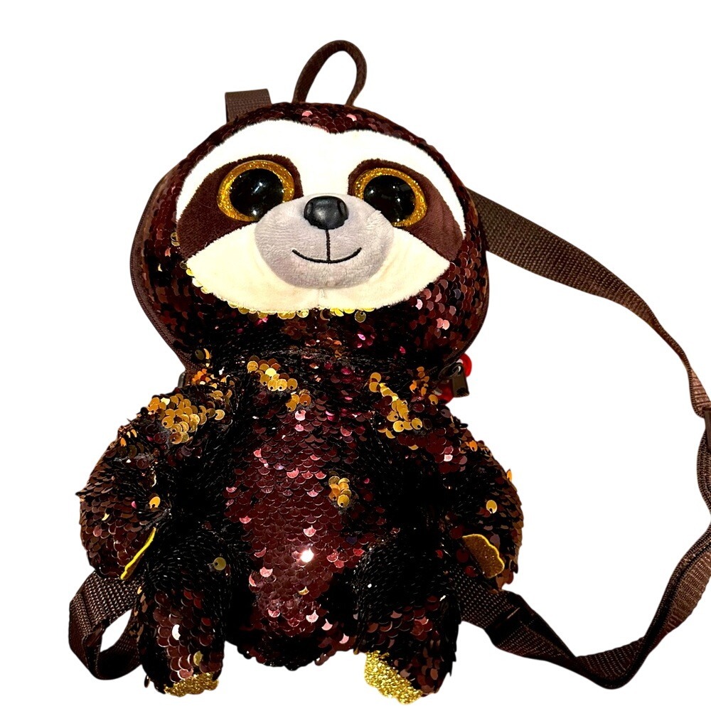 Ty Fashion Sequin Sloth Backpack Plush Backpack‎ Reversible Sequins Kids Bag
